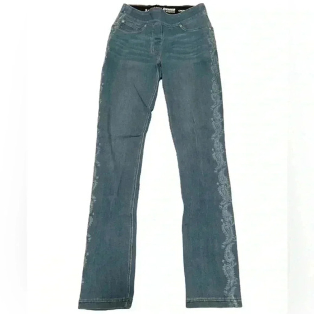 LUXE denim decal jegging stretch skinny jeans